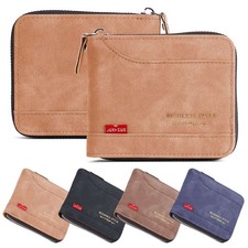 Waterproof Mens RFID Blocking Leather Wallet Credit Card ID Holder Zipper Purse