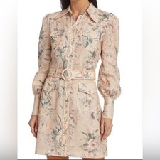 RRP US$950 Zimmermann moonshine 100% linen belted shirtdress Zimmermann size 0/S