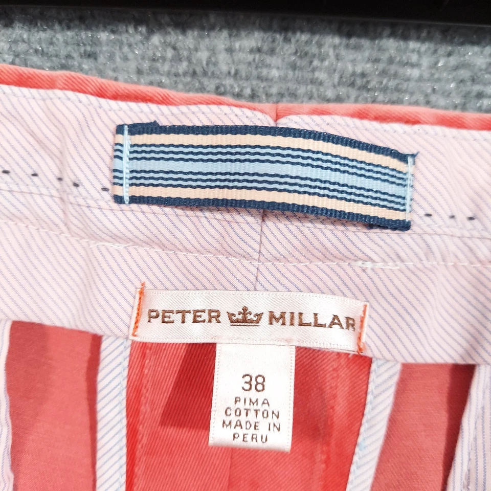 Pantalones chinos Peter Millar para hombre 38x32 rojo salmón pima algodón frente plano golf coral Foto 4 de 4