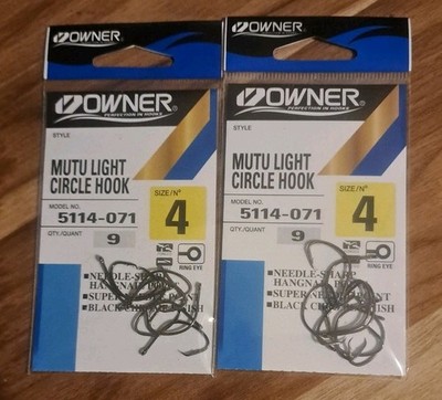 Owner 5114-071 Mutu Light Circle Size 4 Fishing Hooks Qty. 9 X 2 Packs 