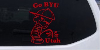 Go BYU Pee on Utah Car or Truck Window Vinyl Decal Sticker
