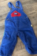 VINTAGE Osh Kosh B'Gosh Overalls Size Toddler 24M Blue Red Corduroy Carpenter