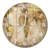 Stilvolle Runde Wanduhr Mit Leisem Uhrwerk Politische Karte WeißE Zeiger Fi30 Cm