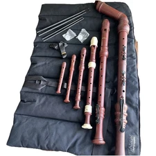 NEW Woodnote 6-Recorder Family Set Bass Tenor Alto Soprano + Canzonet Case Kit