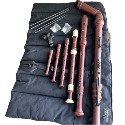 NEW Woodnote 6-Recorder Family Set Bass Tenor Alto Soprano + Canzonet Case Kit
