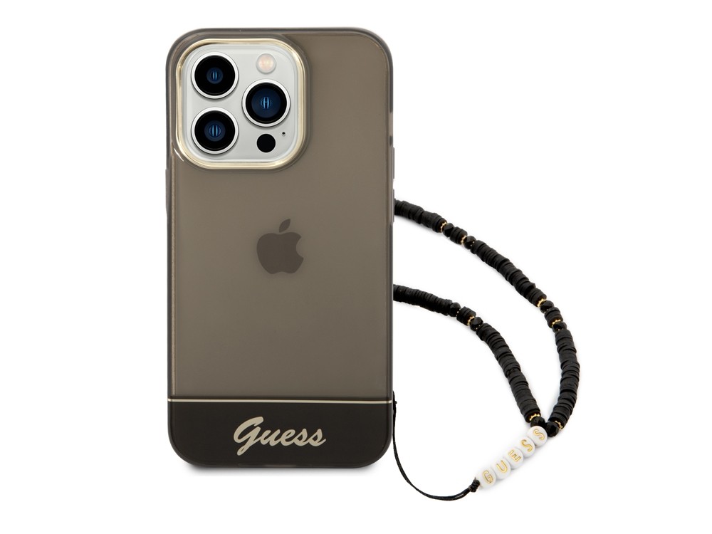 Protection iPhone 14 Pro Guess antichoc coque perles de nacre luxe