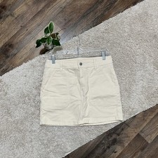 American Eagle Size 6 Cream Corduroy Stretch High-Rise Mini Skirt