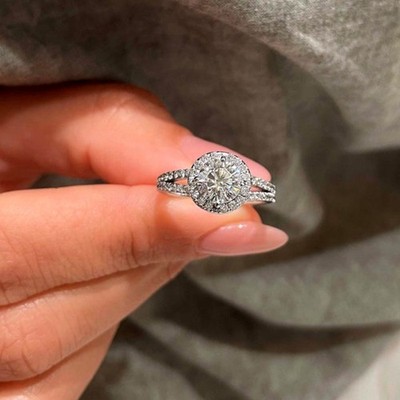 18 Karat Weißgold exklusiver Diamantring IGI Lab Grown 1,50 kt Rundschliff E ...