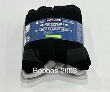 Kirkland Signature Men  s 4 Pair Merino Wool Full Cushion Socks, Black/Gray, 7-13
