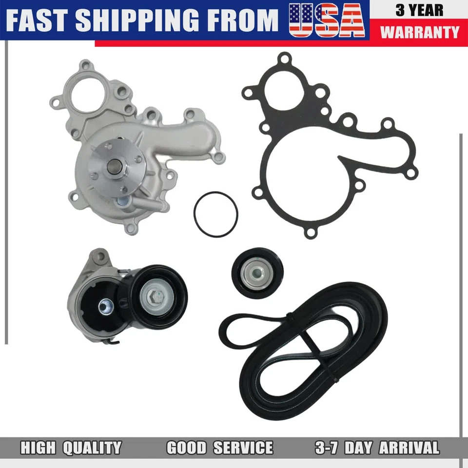 For Toyota Tundra Sequoia 5.7 Water Pump Drive Belt Tensioner Pulley Kit NEW Foto 3 de 4