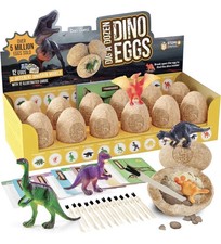 Dan Darci Dig a Dozen Dino Egg Kit for Kids -Dinosaur Toys Easter Gift-Ages-3-12