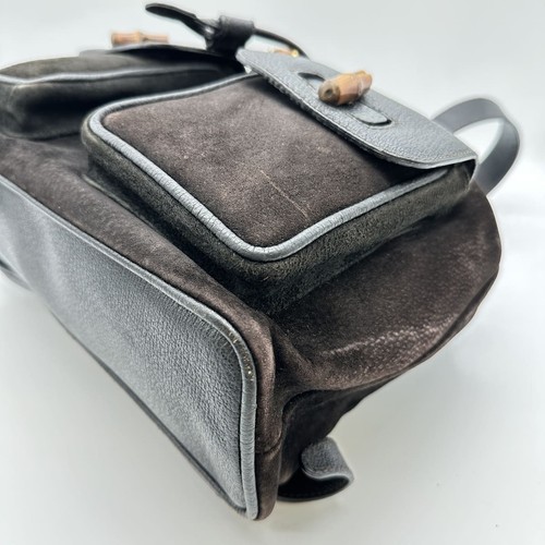 Gucci 118048 Bambus Wildleder schwarz Rucksack Gold authentisch große Kapazität aus Japan - Bild 3 von 24