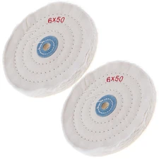 2 Pack 6in Cotton Buffing Polishing Wheels 50 Ply 1/2” Arbor for Drills/Grinders