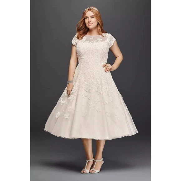 Beading Tea-Length Wedding Dresses for sale | eBay