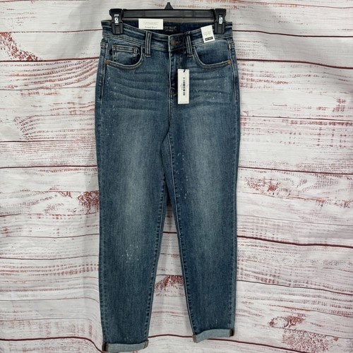 Pantalones de mezclilla Judy Blue para mujer talla 0 24 cintura alta desgastados ajuste novio NUEVO - Imagen 1 de 13
