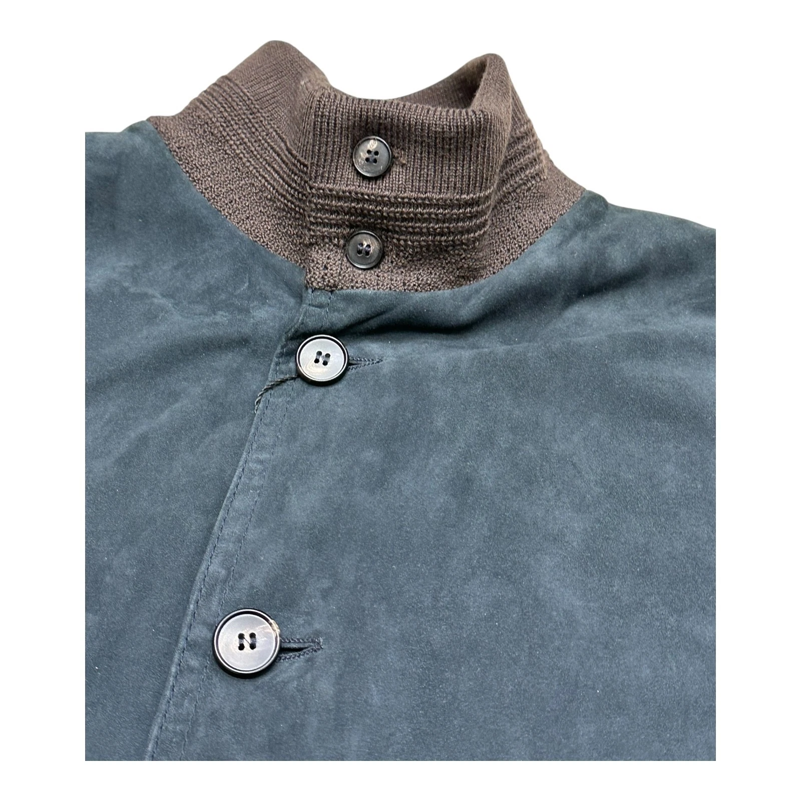 G. Inglese Italian Suede Jacket - Handmade Sartorial Bomber - Blue - Size 54 - product detail image 4