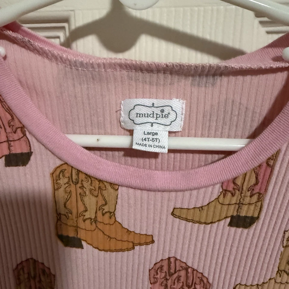 Vestido bota de vaquero rosa Mud Pie para niña pequeña 4T-5T Foto 2 de 3