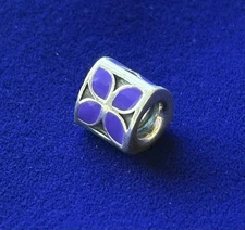 PANDORA Four Petals Purple Enamel Charm / Bead #790437EN02 925 Silver Retired