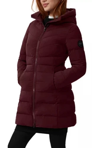 Cappotto Canada Goose Clair Black Label 750 Power Down Puffer taglia small bordeaux