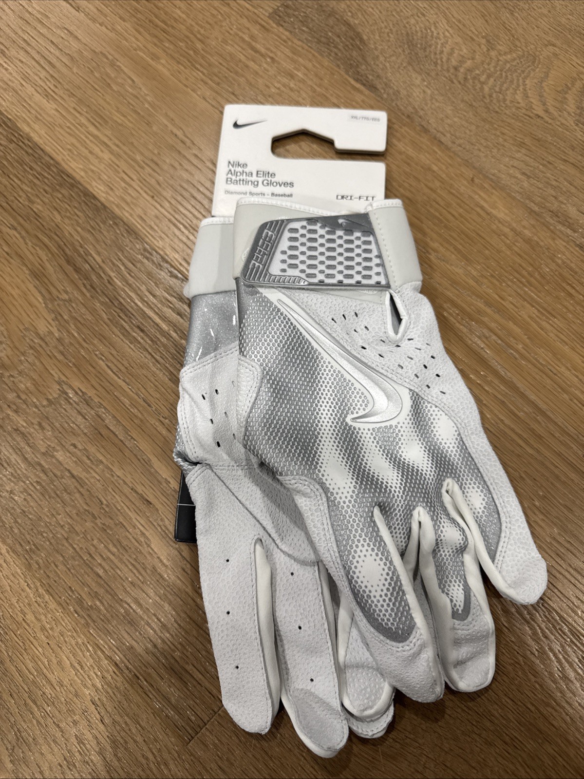 Nike Alpha Elite Batting Gloves Men's Size XXL White/Silver FB2310-123 New