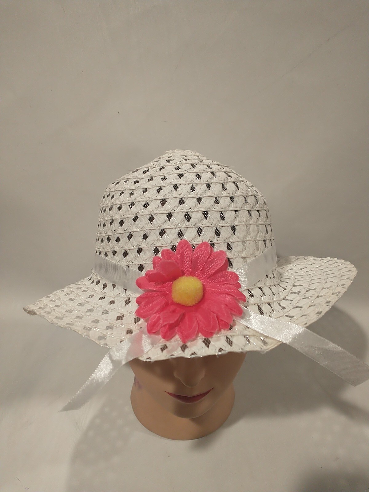 Girls Kids Children Easter Craft Straw Hemp Flower Travel Bucket Cap Sun Hat