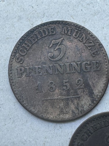 Scheidemünze 3 Pfennig 1858 1852 1867 A Preußen Schaumburg 2 Pfennig Konvolut - Bild 2 von 13
