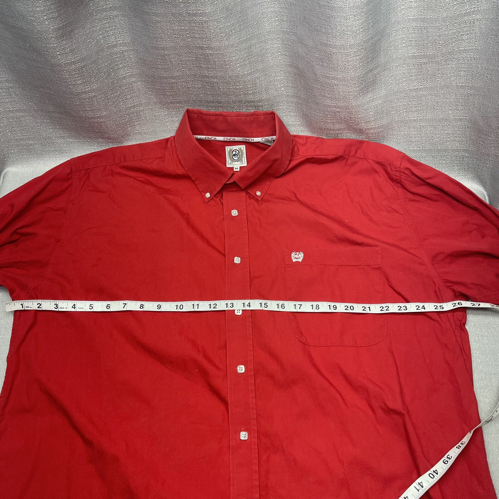 Cinch Solid Twill Red Button Down Shirt MTW706002… - image 9