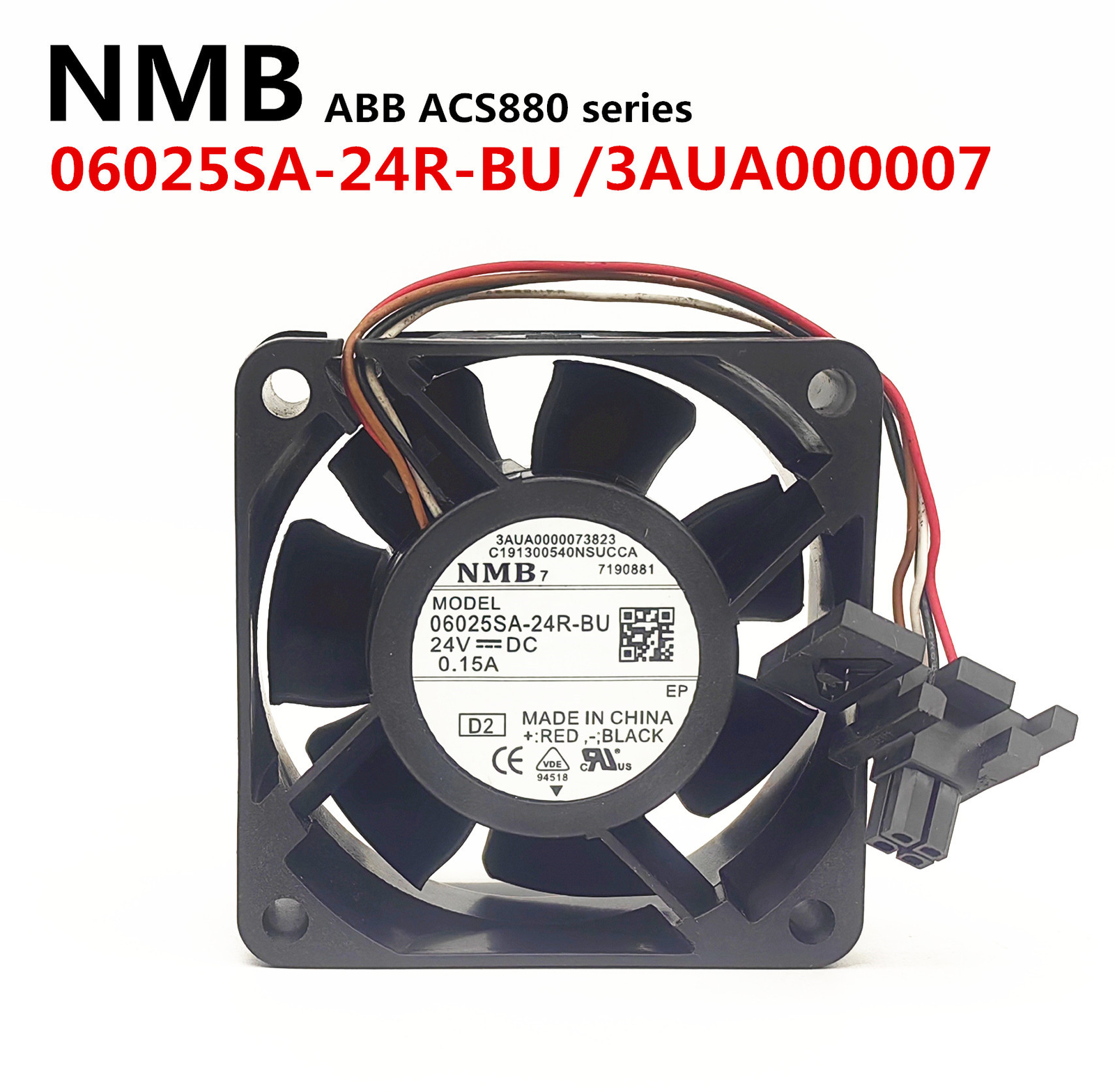 ABB inverter ACS880 series cooling fan 06025SA-24R-BU/3AUA000007 24VDC 0.15A