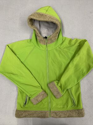 Marmot Jacket Womens Medium Nylon Fleece-Lined Full-Zip Lime Green Sherpa  Coat