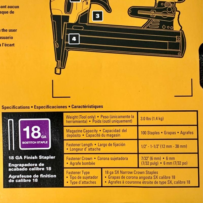 BOSTITCH SX1838K 18GA Narrow Crown Air Finish Stapler Staple Gun