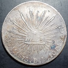 Mexico Second Republic 8 Reales 1875 As DL Alamos Mint Scarce Mintmark