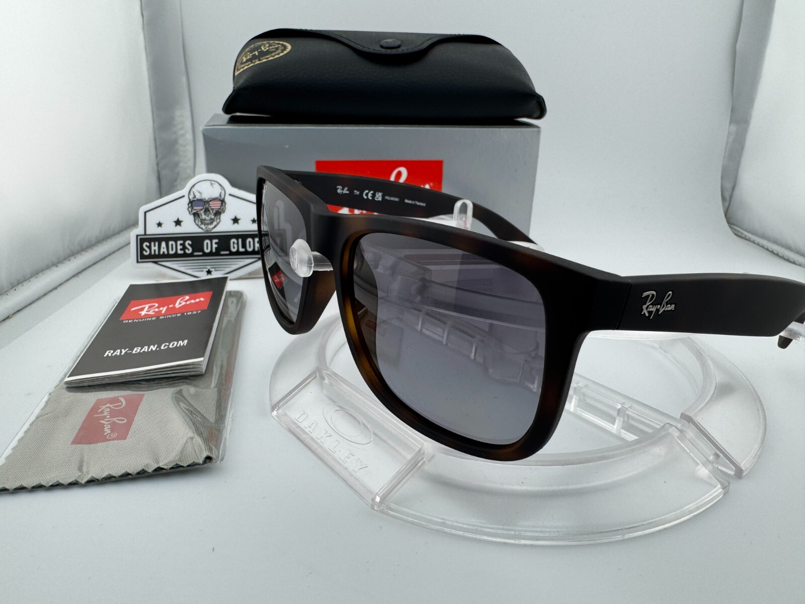 Ray-Ban Justin RB4165 Polarized Sunglasses - Rubber Havana Blue image 3