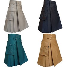 Scottish Black Cotton Utility 4 Colors Kilts For Sale Custom Size Available