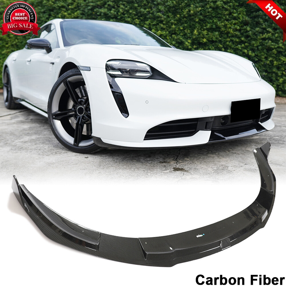 For Porsche Taycan Turbo 9J1 Sedan 19+ Dry Carbon Fiber Front Bumper Lip Spoiler