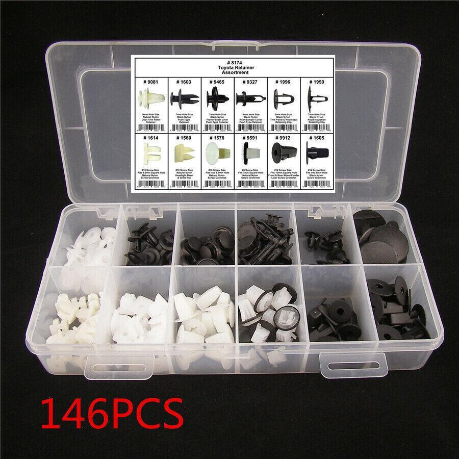 146 Pcs Nylon Fasteners Clips   Plastic Box Kit Car Exterior Trim Screw Grommet