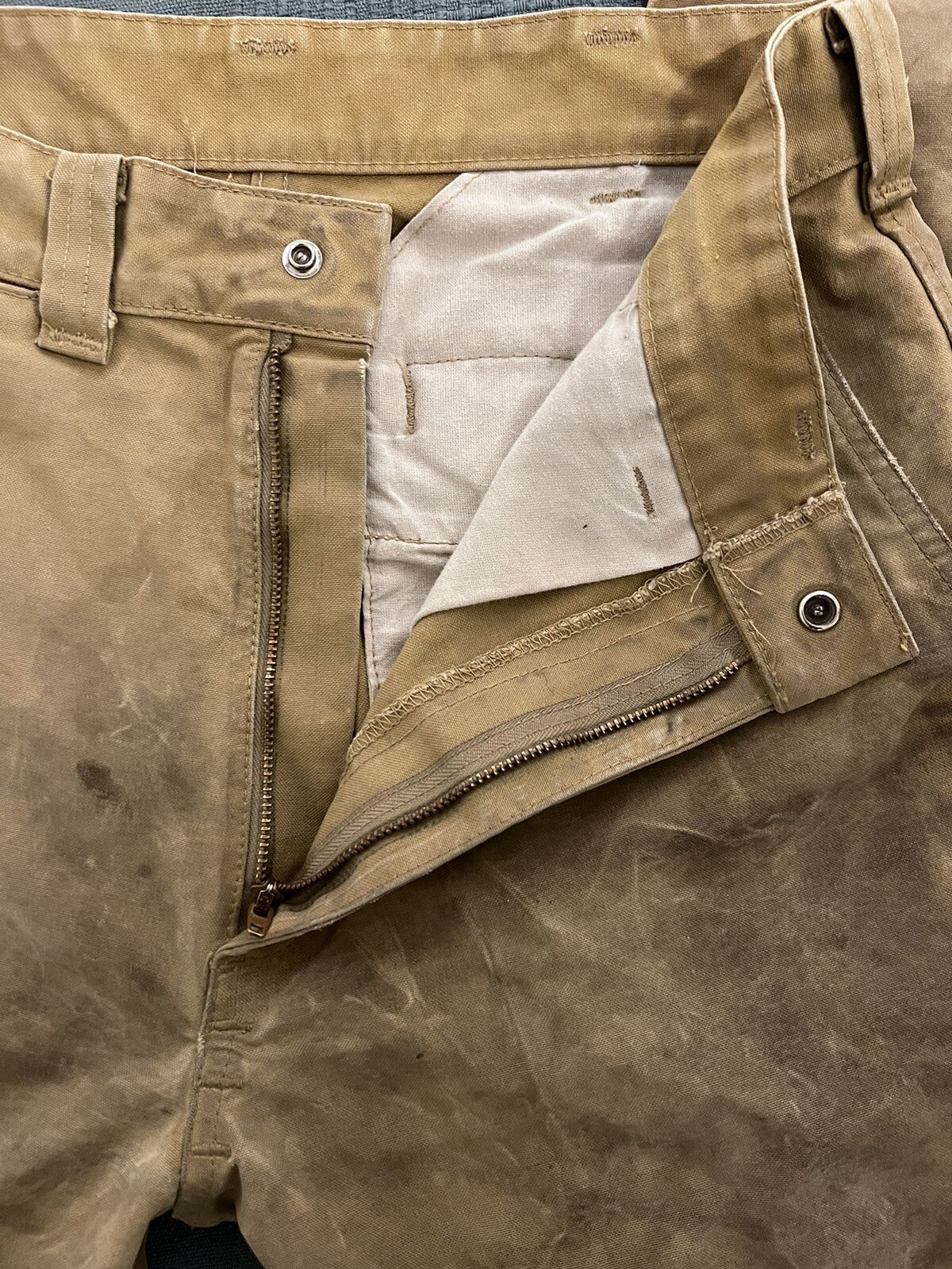 Vintage Filson Waxed Tin Cloth Pants Size 32 Gem