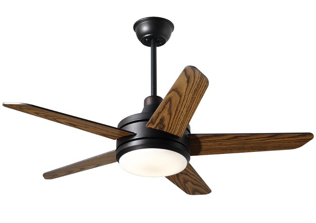 52 132cm Metal Black Modern Ceiling Fan 5 X Brown Blades With Remote Control