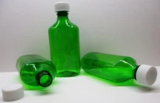 Medicine Plastic GREEN Graduated Oval Bottles/Caps 8 OZ Size-Lot of 25-Pro Grade