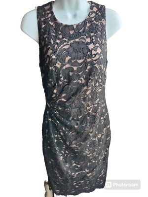 Xscape by Joanna Chen Black Floral Lace Overlay Dress Size