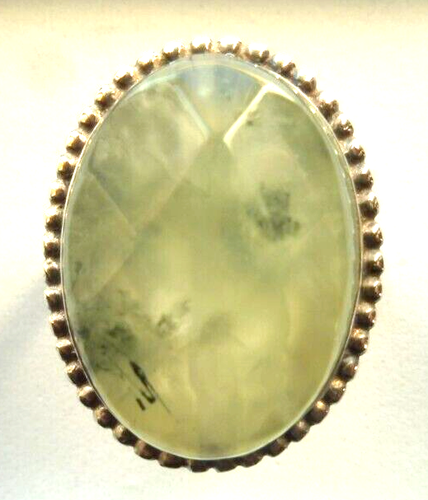 Bague En Séraphinite Naturelle Et Argent Massif 925 - 29 Carats, Taille 59, Neuf