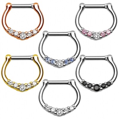 Septum Ring Klapp Clicker Kristall Nasenpiercing Schild Ohr Helix Piercing