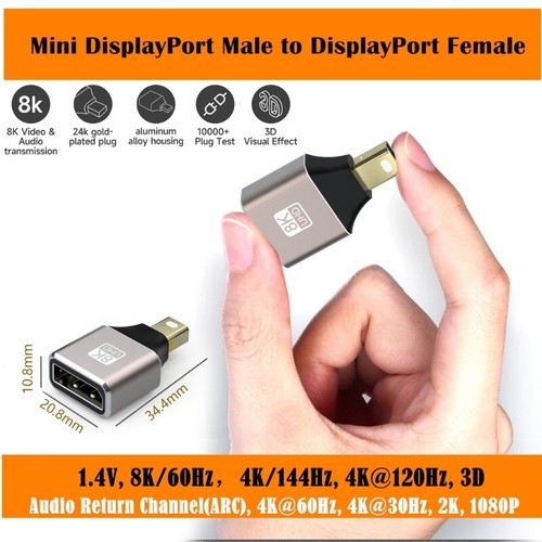 DisplayPort Male to DisplayPort Female Extension Adapter 8K Resolution - Picture 8 of 10