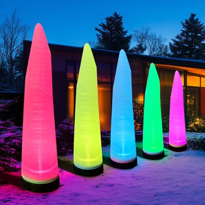 10ft Inflatable color-changing light-up Tusk shaped column decor w/Blower