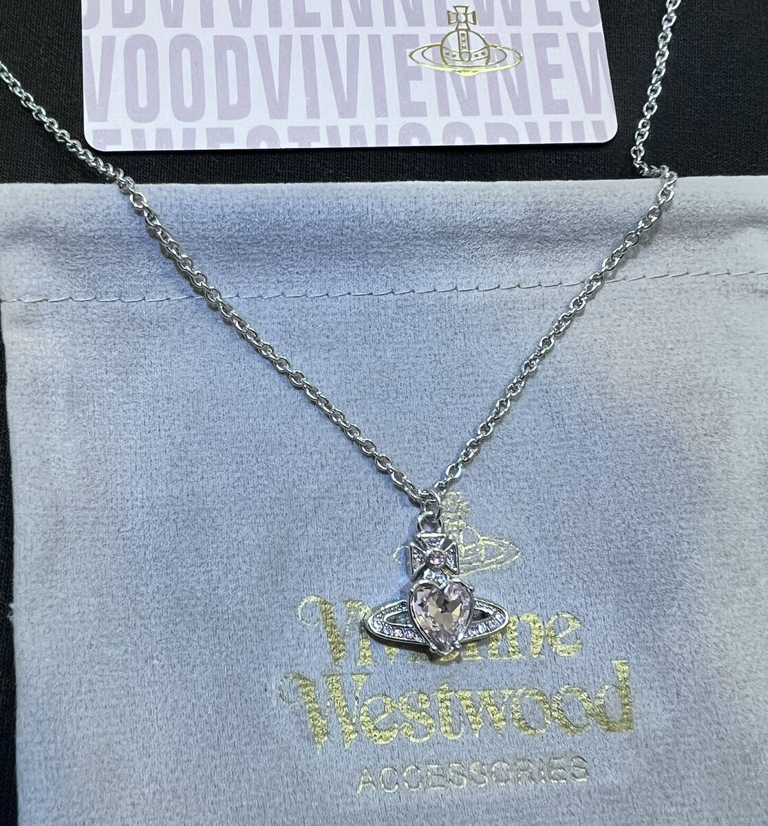 Vivienne Westwood Y2K Orb Silver Tone With Pink Heart Vivienne Westwood Y2K Orb Silver Tone With Pink Heart