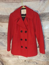 Us Navy Womens Red 100% Wool Pea Coat Xs Mp752394 