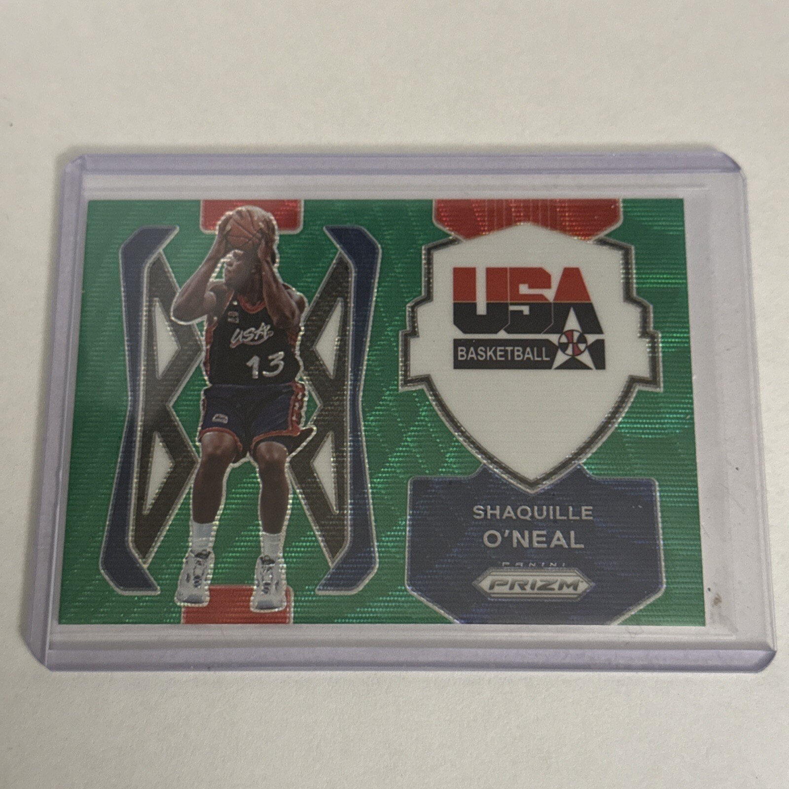 2021-22 Prizm USA Basketball Prizms Green #10 Shaquille O'Neal Magic Lakers