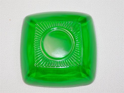 10 Vtg Anchor Hocking Glass Forest Green CHARM Berry Bowls Set 4.75" Square - Picture 7 of 8