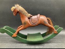 Hand carved wooden rocking horse, 10in tall x 16in wide