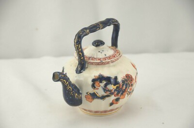 Gaudy Welsh Imari Flow Blue Teapot for One English Antique