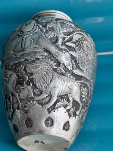 Antique Persian Vase Made Silver Weight 207 Grams Diameter 9 Lengt - Picture 2 of 7